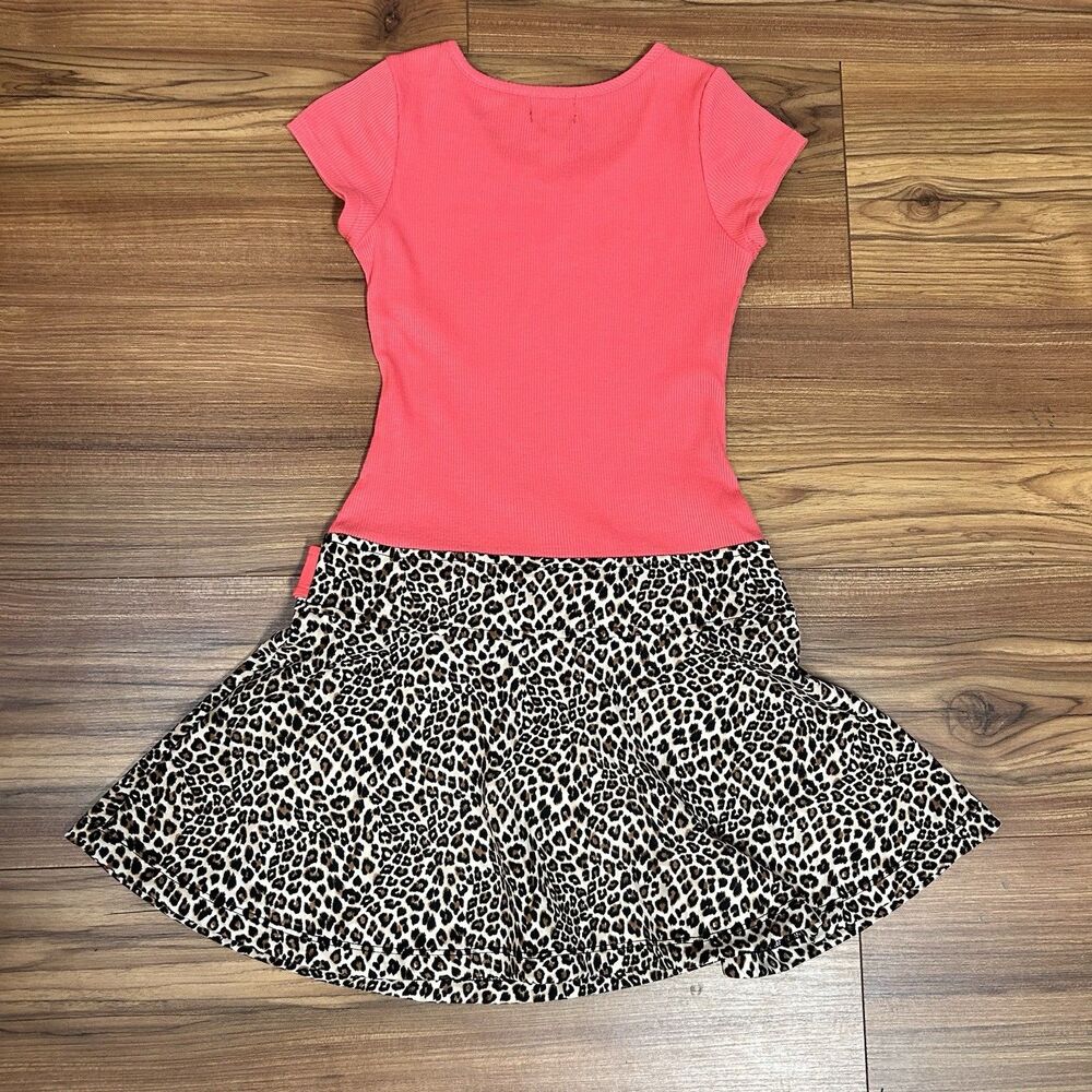 Lilt Girls Dress Size 7 Pink Cat Face Rhinestone Leopard Skirt Cute Outfit - Picture 4 of 7